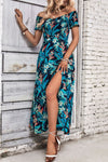 Floral Off-Shoulder Slit Dress