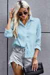 Button Down Chic Leopard Side Slit High-Low Shirt