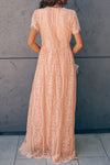 Classy Scalloped Trim Lace Plunge Maxi Dress