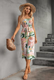 Ruffle Strap Smocked Belted Jumpsuit