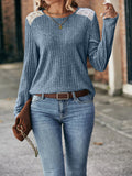 Round Neck Ribbed Long Sleeve Shirt