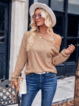 Asymmetrical Dropped Shoulder Long Sleeve Knit Top