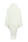 Fringe Detail Long Sleeve Ribbed Poncho