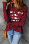 As Strong As The Women Next To Me Text Thumbhole Long Sleeve Top