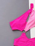 One-Shoulder Cutout Ring Detail One-Piece Swimsuit