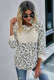 Leopard Quilted Contrast Pullover