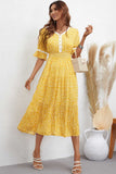 Floral V-Neck Smocked Waist Midi Dress