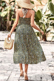 Floral Strapless Slit Midi Dress with Pockets