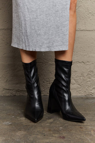 Black Block Heel Sock Boots