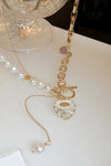 Heart Pendant Toggle Clasp Pearl Necklace