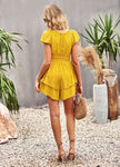 Printed Frill Trim Square Neck Romper