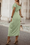 Classy Off-Shoulder Short Sleeve Split Midi Dress