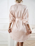 Tie Waist Collared Neck Midi Dress
