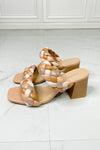 SODA Interwoven Ideas Braided Strap Block Heel Slide Sandal in Nude