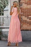 Classy Scalloped Trim Lace Plunge Maxi Dress