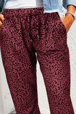 Double Take Leopard Print Joggers with Pockets