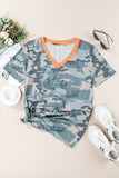 Camouflage Two-Tone V-Neck Tee