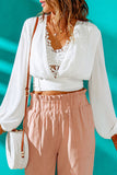 Tied Balloon Sleeve Cropped Blouse