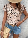 Printed Cutout Round Neck Top