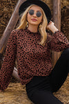 Chic Printed Round Neck Long Sleeve Blouse