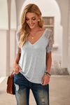 Side Lace V Neck T-Shirt