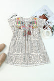 Embroidered Printed Flutter Sleeve Blouse