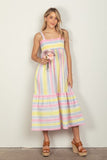 J Striped Woven Smocked Midi Cami Dress