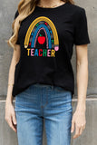 Simply Love Full Size TEACHER Rainbow Graphic Cotton Tee