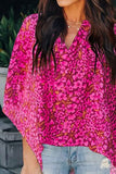 High-Low Notched Half Sleeve Blouse