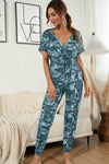 Surplice Neck Tied Short Sleeve Jumpsuit