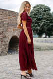 Classy Scalloped Trim Lace Plunge Maxi Dress