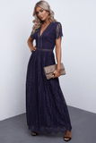 Classy Scalloped Trim Lace Plunge Maxi Dress