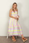 J Striped Woven Smocked Midi Cami Dress