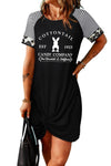 Chic Cotton Tail Bunny Graphic Mixed Print Twisted T-Shirt Dress