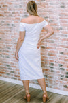 Classy Off-Shoulder Short Sleeve Split Midi Dress