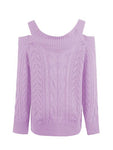 Cable-Knit Openwork Sweetheart Neck Sweater