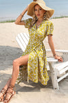 Floral Surplice Neck Short Sleeve Dress