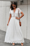 Classy Scalloped Trim Lace Plunge Maxi Dress