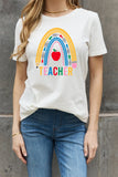 Simply Love Full Size TEACHER Rainbow Graphic Cotton Tee