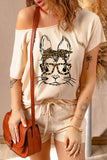 Chic Bunny Graphic Boat Neck Tee