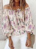 Floral Off-Shoulder Flounce Sleeve Blouse