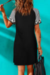 Chic Cotton Tail Bunny Graphic Mixed Print Twisted T-Shirt Dress