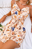 Floral Cowl Neck Spaghetti Strap Romper