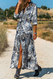 Botanical Print Maxi Shirt Dress