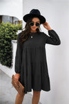 Balloon Sleeve Keyhole Tiered Dress