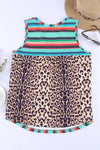Rainbow Stripe Leopard Patch Pocket Tank Top