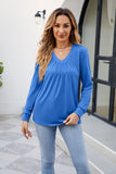 V-Neck Ruched Long Sleeve Blouse