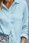 Button Down Chic Leopard Side Slit High-Low Shirt
