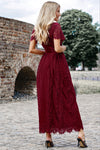 Classy Scalloped Trim Lace Plunge Maxi Dress