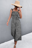 Ruffle Strap Smocked Belted Jumpsuit